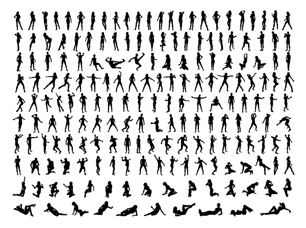 写真でさまざまな文字の姿勢の数