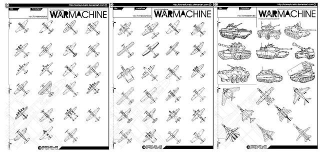 線の描画のジェット戦闘機や戦車