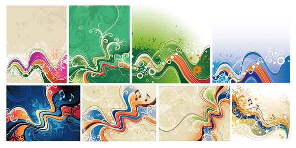 8 つのラインの動的ベクターのセット