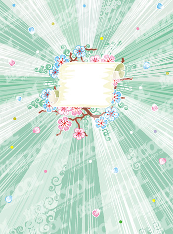 古い紙と梅ベクター材料