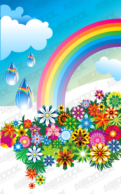 トレンドの花虹 無料素材イラスト ベクターのフリーデザイナー
