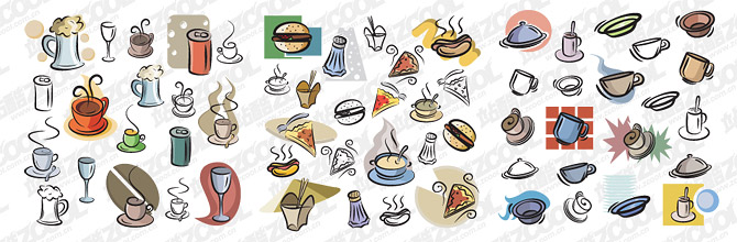 手描きの食べ物や飲み物のベクター素材