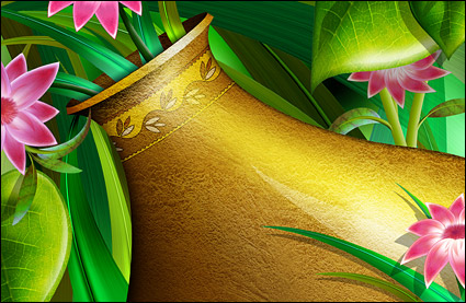 層状の花金の壺