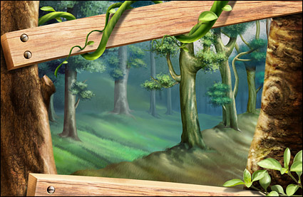 木、木、葉、籐植物