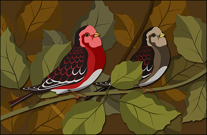 Psd 層状材料の枝にバーディー