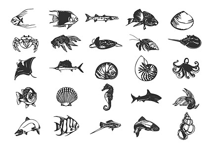 魚と海洋生物 無料素材イラスト ベクターのフリーデザイナー