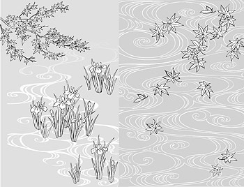 ベクトル線画花 40 水 （アイリス）