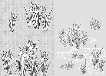 ベクター線画花 44(Rattan, gilded lattice) の