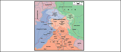 世界 - カシミール、ジャンムー マップのベクトル地図