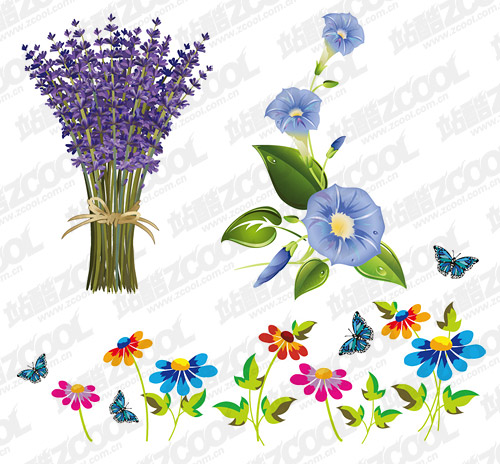 絶妙な花ベクター素材