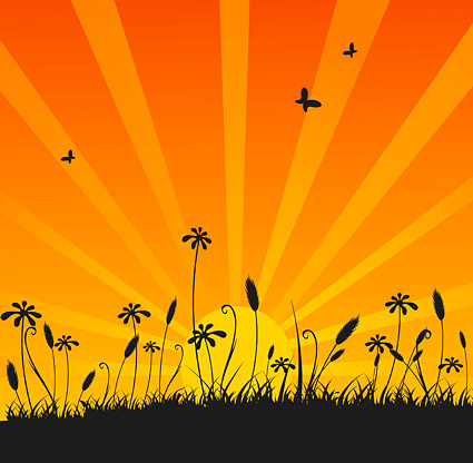 夕日のベクター素材の美しさ