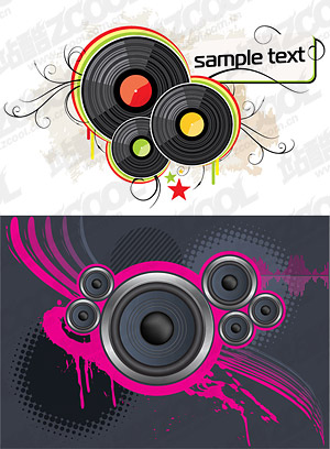 ベクター スピーカーとビニール ディスク材料