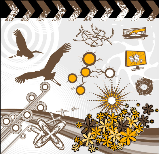 鳥、花、モニター