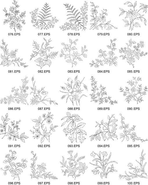 線画ベクター図 4 の花型 無料素材イラスト ベクターのフリーデザイナー