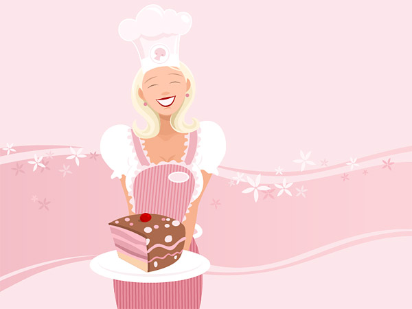 女の子のためケーキを作る