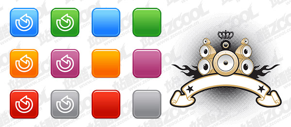 ボタンとホーン材料要素ベクター