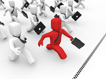 小さな男を実行している動作するように 3 D 画像素材