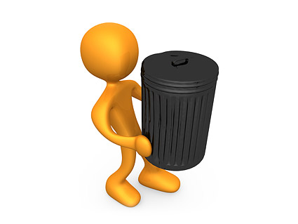 3 D のゴミ箱は、材料を移動する小さな男を描くことができます。