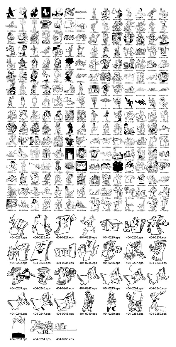 古典的な黒と白の漫画画像ベクター材料