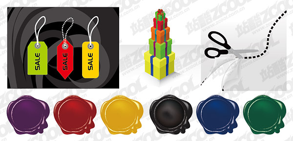 タグ ベクター素材の贈り物、はさみなど