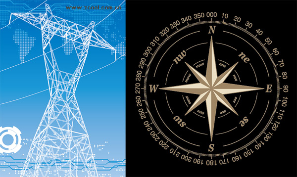 高電圧ワイヤー ラックとコンパスのベクター素材