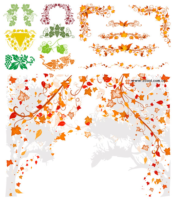 様々 な植物材料レース ベクター