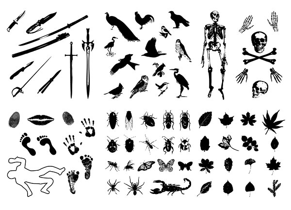剣、鳥、スケルトン、昆虫、ベクターの葉