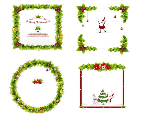 クリスマスの花輪ベクター罫線 無料素材イラスト ベクターのフリーデザイナー