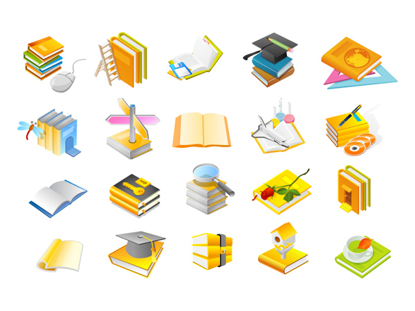 マウス、博士キャップ、鉛筆、ペン、CD-ROM、正方形のトンボを設定