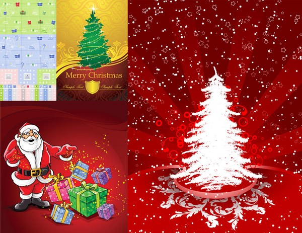 グリーティング カード、包装ボックス、クリスマス プレゼント、盾のベクター