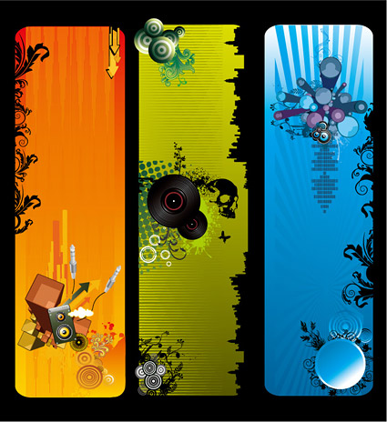 垂直バナーの形の音楽のテーマのベクター素材