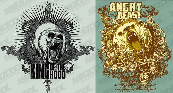 動物テーマの t シャツ デザインの頭