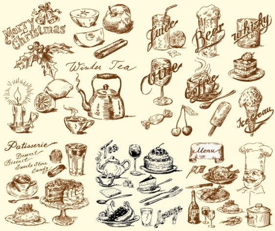 無料の食事を描いたベクター ベクター 15.75 MB