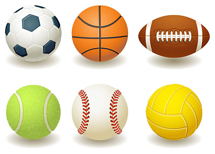 サッカー、バスケット ボール、ラグビー、テニス、野球、バレーボールのベクター素材