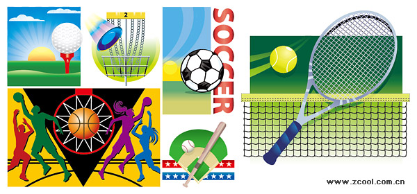 様々 なスポーツ資材のベクトル イラスト