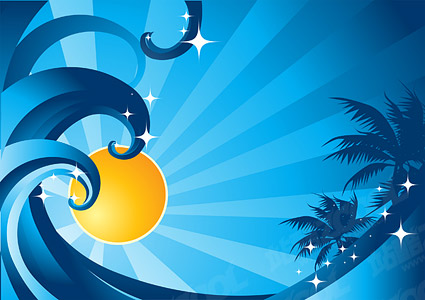 太陽波ベクターのココナッツの木