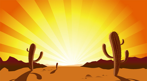 サボテン 日没 砂漠 ホット ベクター 無料素材イラスト ベクターのフリーデザイナー