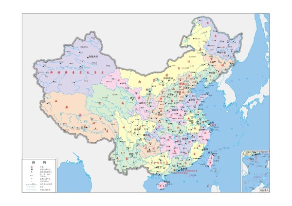 中国地図 （4 色） ベクター