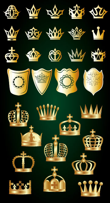 黄金の王冠と盾のベクター素材