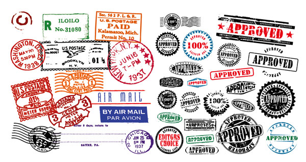 外国切手の消印ベクトル材料