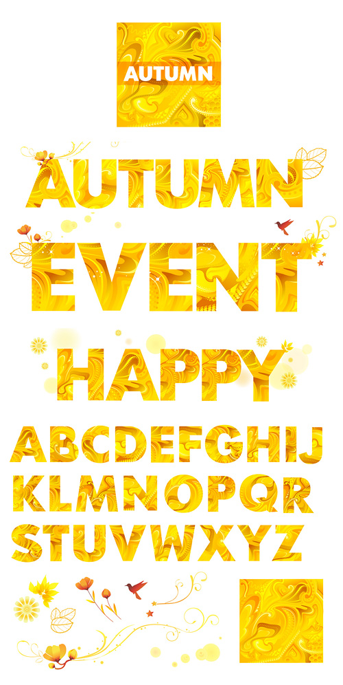 黄色の秋の文字のベクター素材