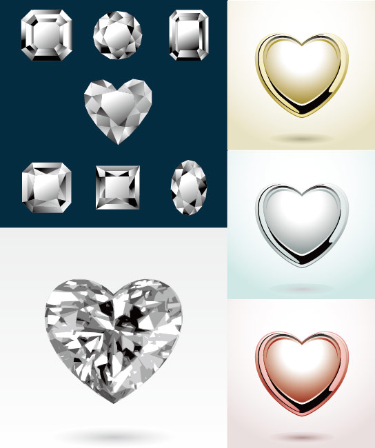 ハート型ダイヤモンド ジュエリー ペンダント ベクター材料 無料素材イラスト ベクターのフリーデザイナー