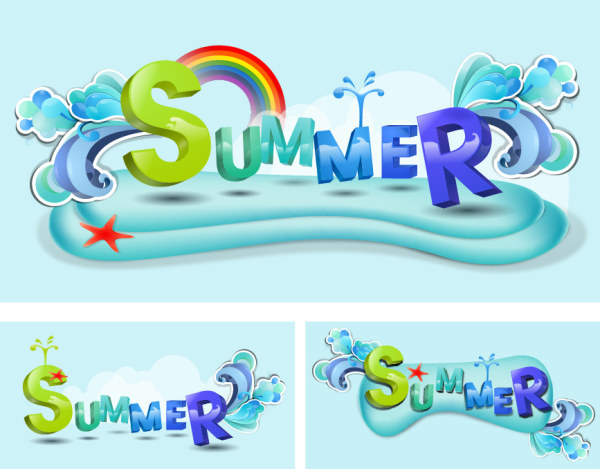 夏のテーマのベクトル フォント デザイン素材
