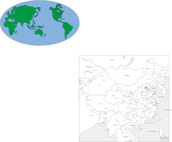 物質的な世界と中国のベクトル地図