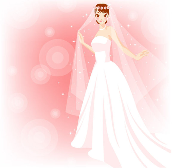 ピンクのウェディング ドレスを着用する花嫁の終わり