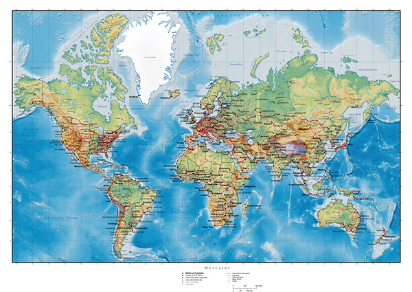 起伏のある地形ベクター計画と世界の地図