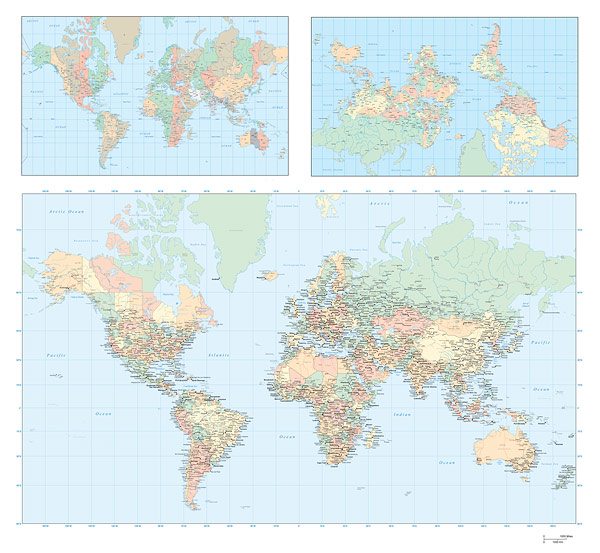 世界の計画の 3 のベクター地図