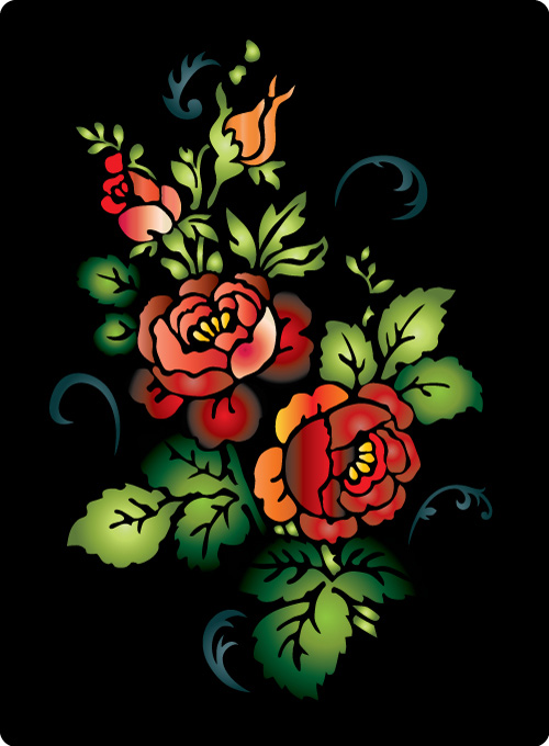 カラフルな民俗芸術絵画ベクター - 06