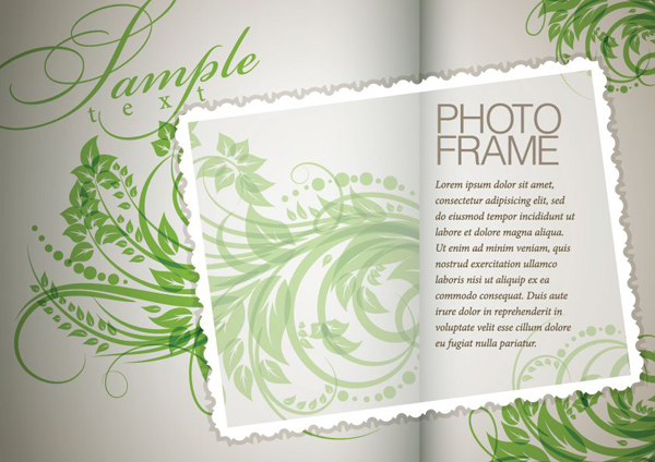 植物の花とテキストのパターンの背景ベクター材料