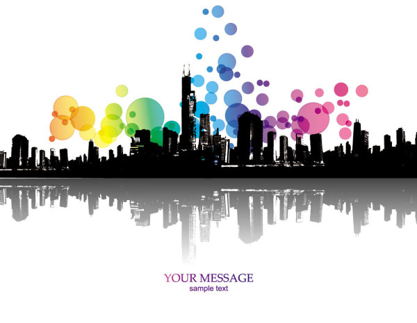 要素の傾向のおよび都市のシルエットの 02 - ベクター素材